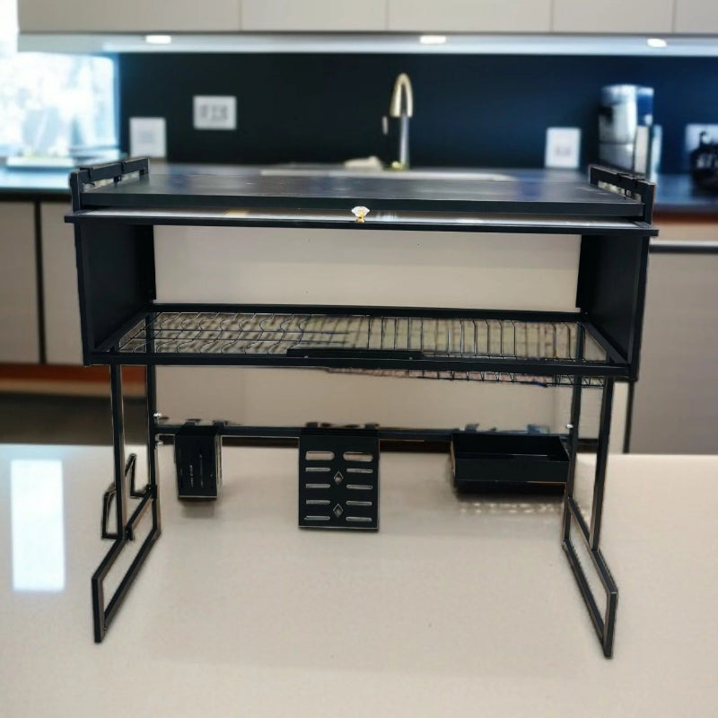 Kitchen Sink Storage Dish Rack with Flip Cabinet