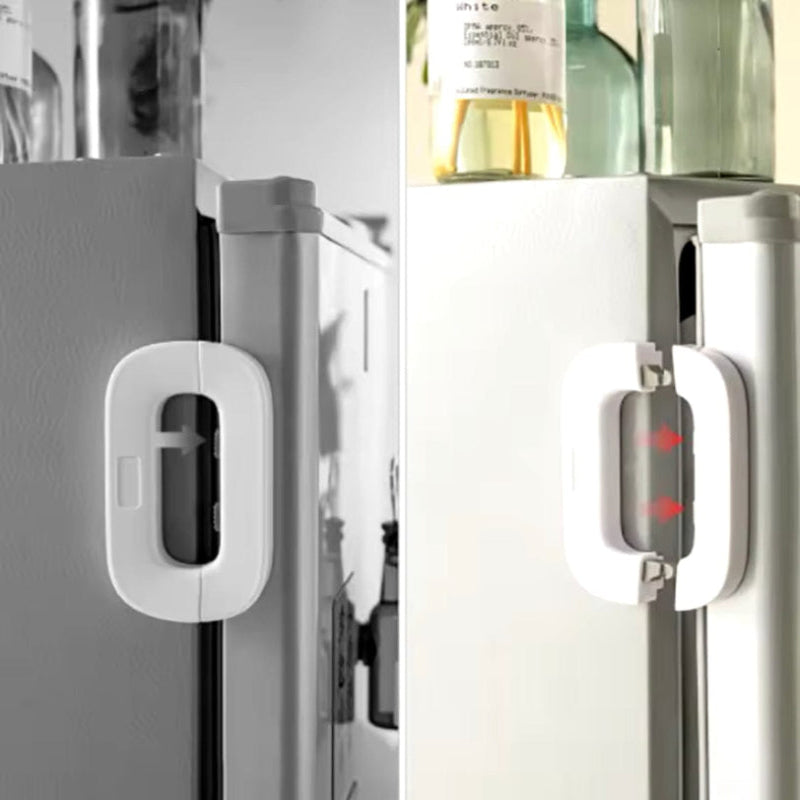 Child Safety Refrigerator Lock – Self-Adhesive Double Button Childproof Freezer Door Lock
