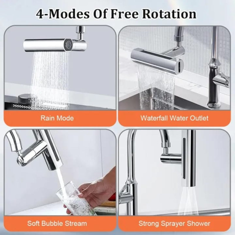 4 in 1 Kitchen Sink Faucet with Universal Swivel Shower Head, Splash Proof 360 Degree Rotation*