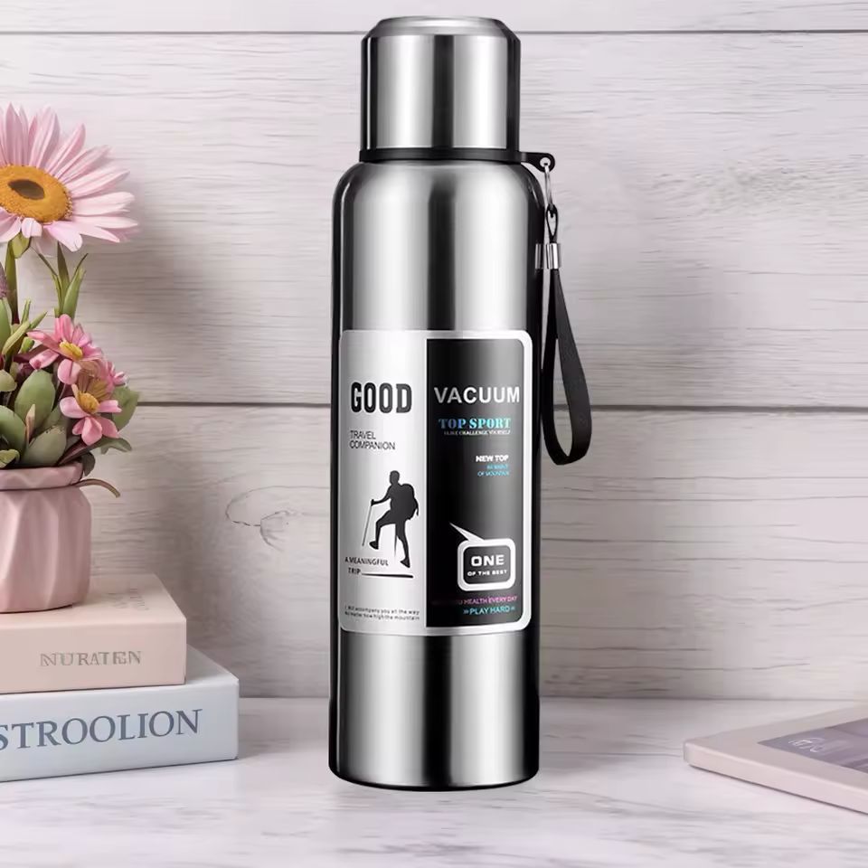 New Black/Silver Edition 316sus Double Layer Travel Companion Water Bottle