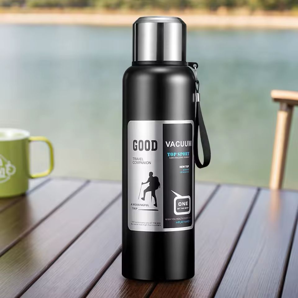 New Black/Silver Edition 316sus Double Layer Travel Companion Water Bottle